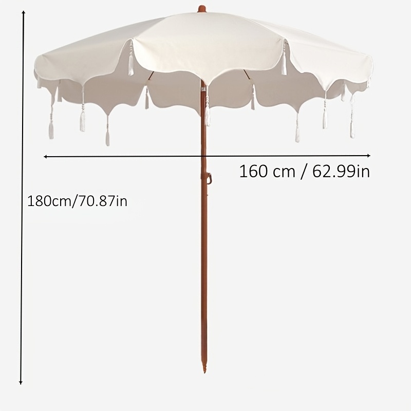 1pc Pendant Tassel Sunshade | Fashionable Bohemian Style Pool Sunshade, , Suitable For Outdoor Beach, Courtyard, Thick Oxford Polyester Fabric, Metal Frame, Sturdy And Durable (without Base)