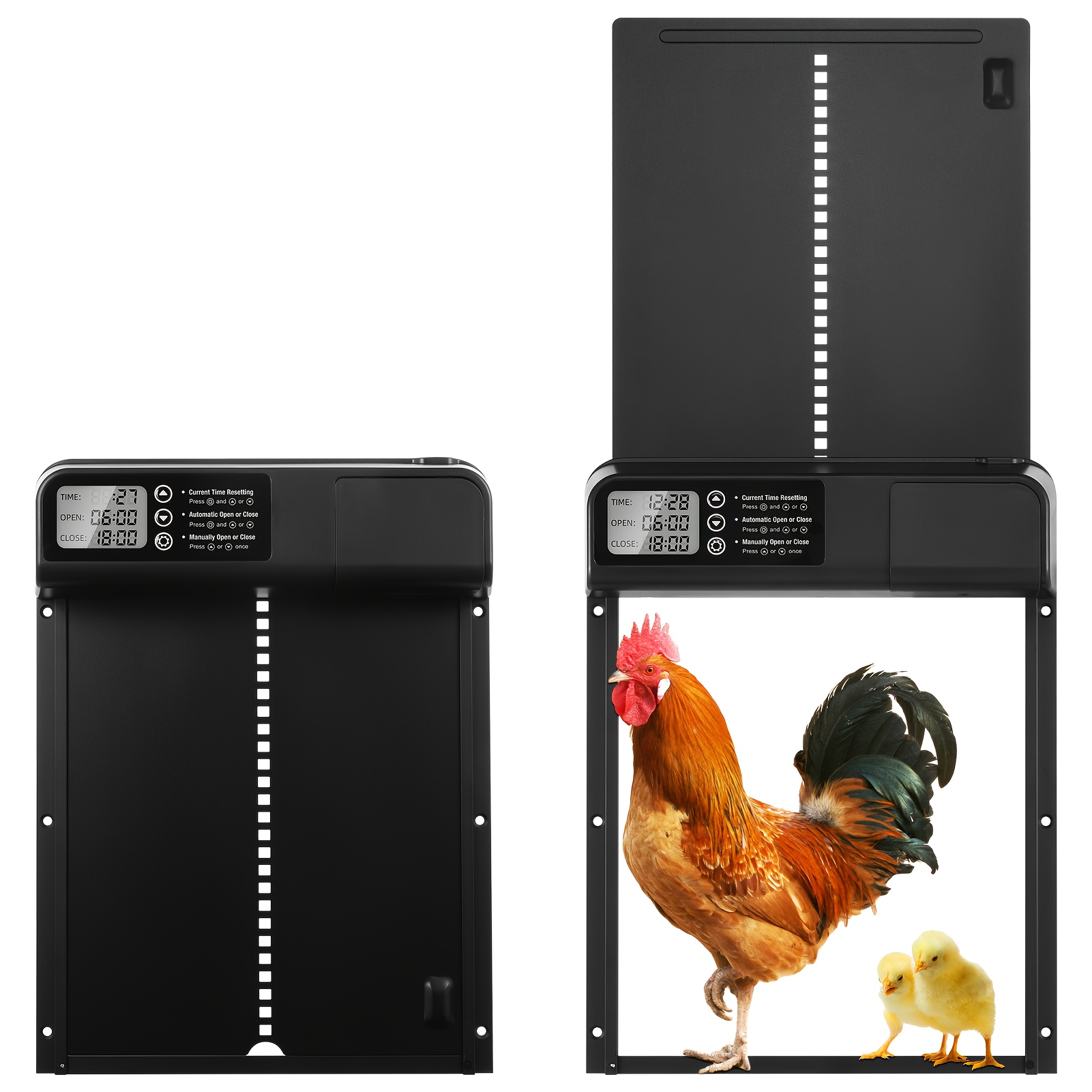 

Electric Automatic Chicken Cage With Timer, Lcd Display, And Anti-pinch Aluminum Design - Poultry Door (batteries Not Included), Chicken Cage Door, Poultry Door