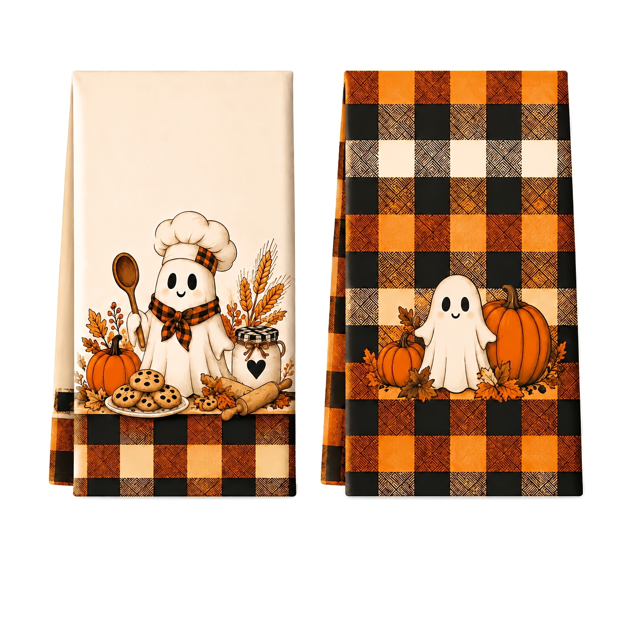 TEMU Set panni per la pulizia, Asciugamani da cucina da zucca autunnale, Design giocoso in stile vintage, Resistenti allo sbiadimento, Lavabili, con