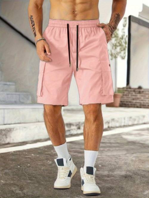 mens summer cargo shorts casual loose fit drawstring waist with multiple pockets lightweight breathable fabric for workout beach streetwear