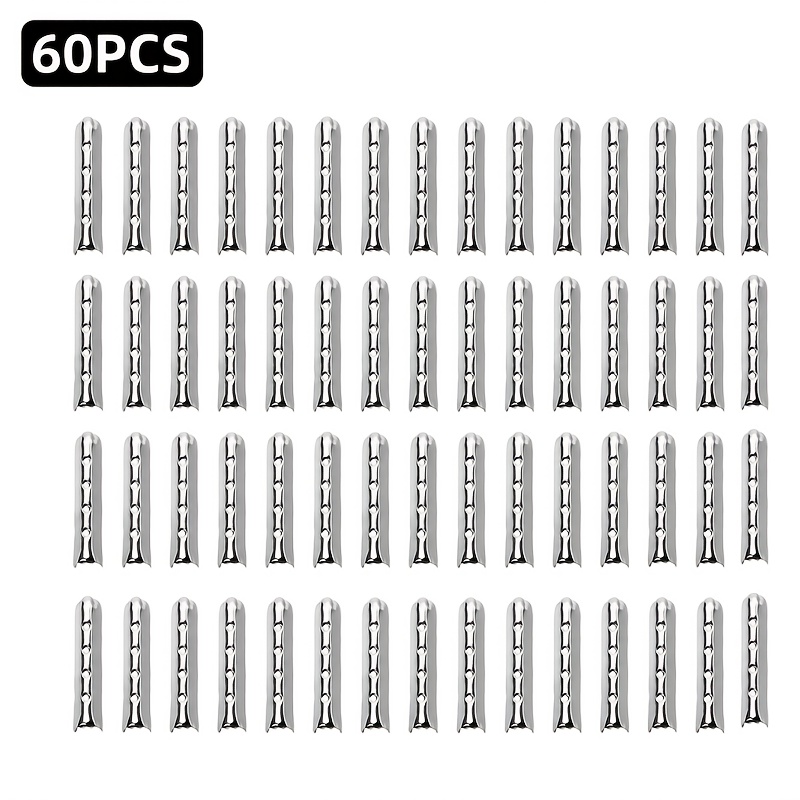 TEMU 60pcs Embouts de Lacets en Acier Inoxydable, Pointes de Goupillons en Métal, Ajouts pour Lacets de Baskets, Cordons de Sacs à Capuche et de