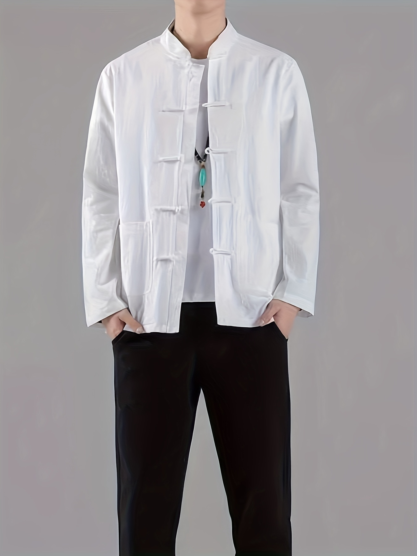 chemise homme vintage blanc type tang chinois Temu Belgium