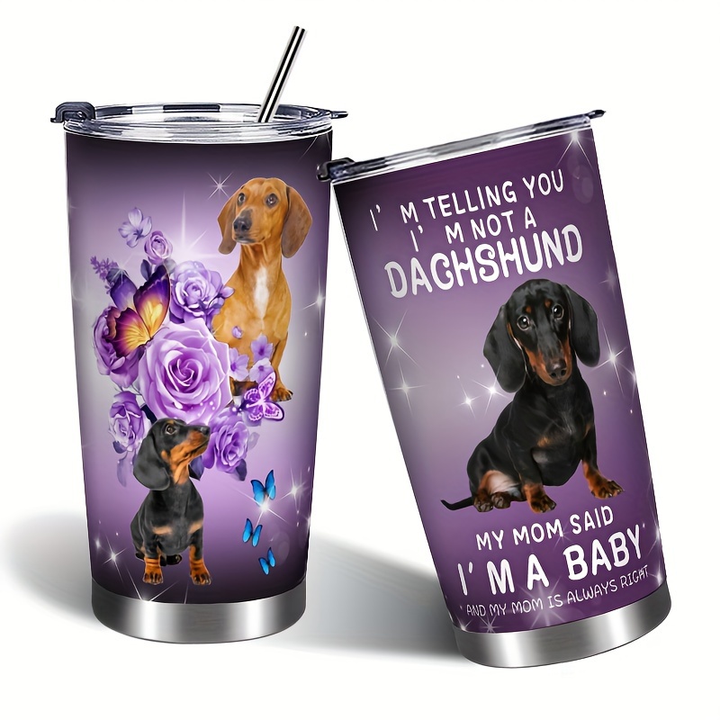 TEMU 1pc 20oz Pet Dog Patterned Printed Cup With Straw, , Stainless Steel Thermal Coffee Cup For Hot Drinks, Suitable For Pet Shops, Cafes, Outdoor