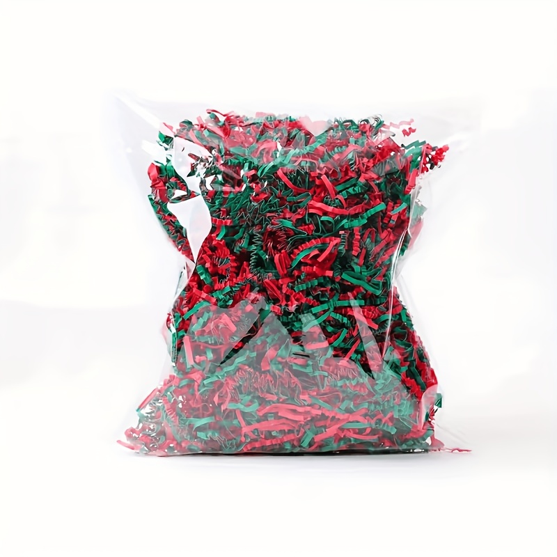 TEMU 60g Pack Of Shredded Paper Filler - Red And Green Mixed Colors, Wrinkle-free Gift Box Packing Material, Packaging Paper, Suitable For Christmas