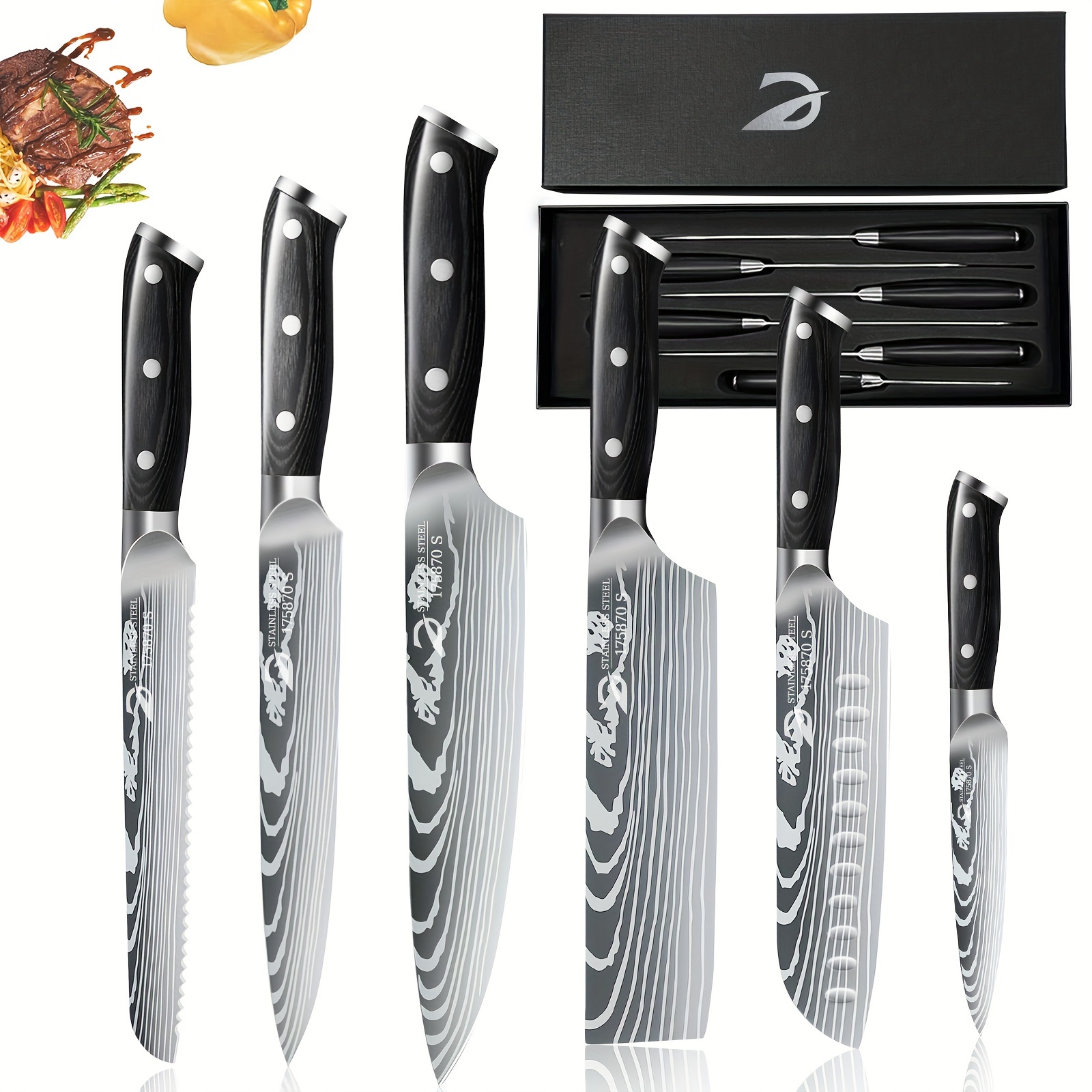 

6 Knife Set, Japanese Knife Set Box, Sharp Knife Set, Steel Gadgets For Mom Or Dad