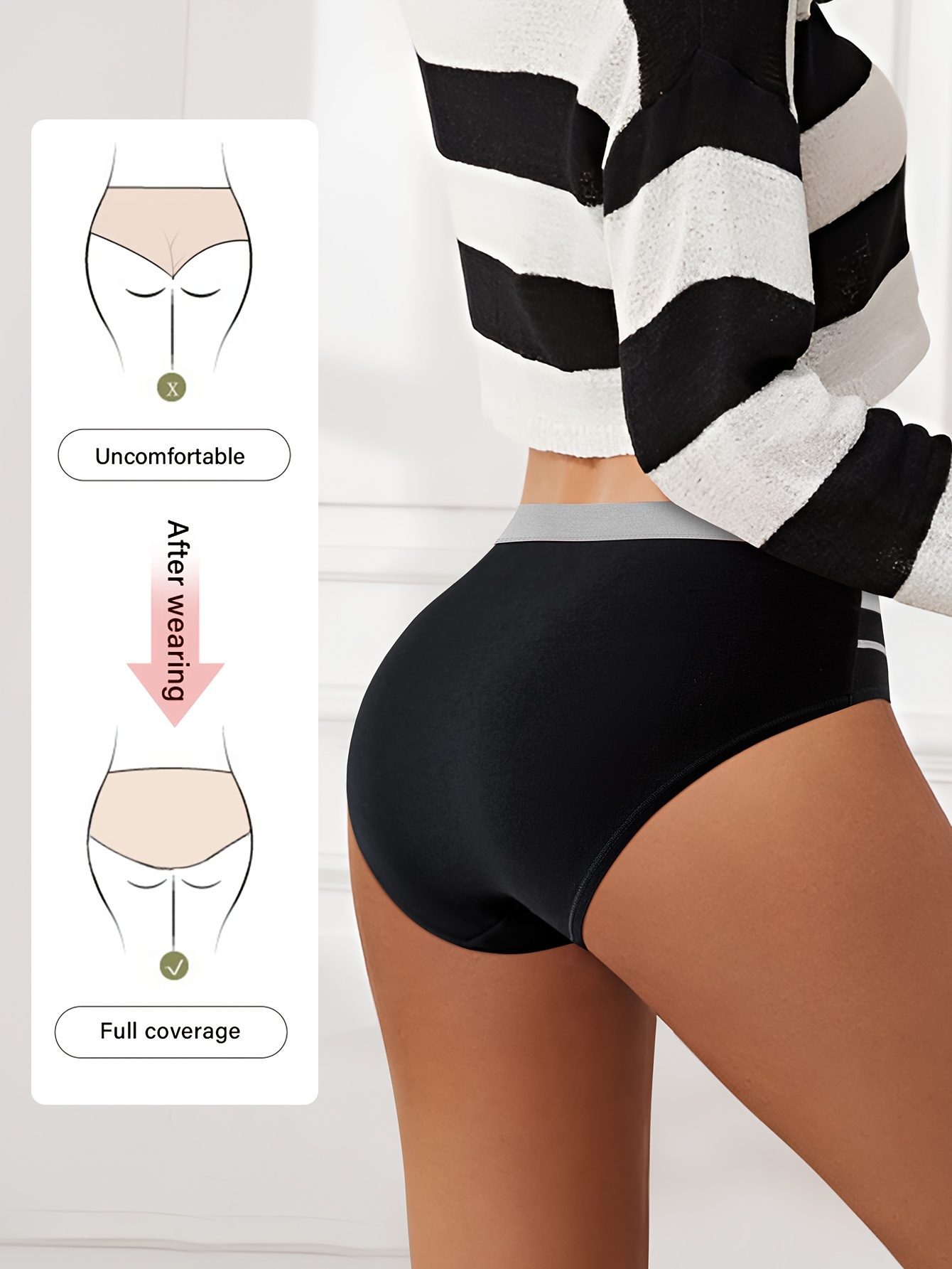 4pcs Colorblock Intimates Briefs, Comfy & Breathable Stretchy Panties,  Women's Lingerie & Underwear