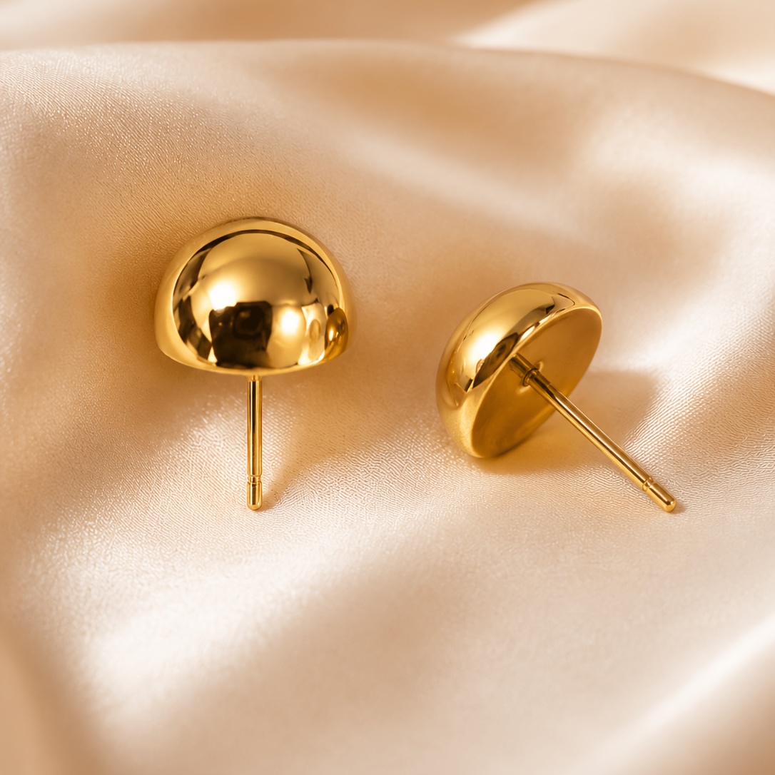 Women's Hemispherical Chubby Bean Stud Earrings