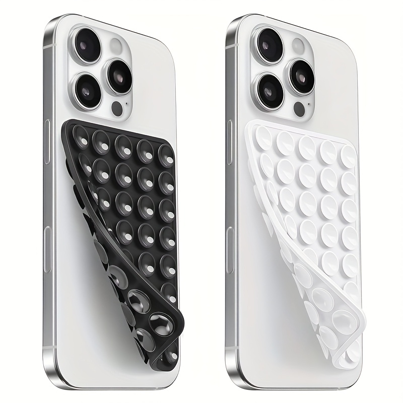 Set de 2 suporturi de telefon cu ventuză din silicon față-verso, accesorii siliconice pentru iPhone și Android, unghi reglabil și design compact, potrivite pentru machiaj, dans, fitness, yoga, duș, binge-watching