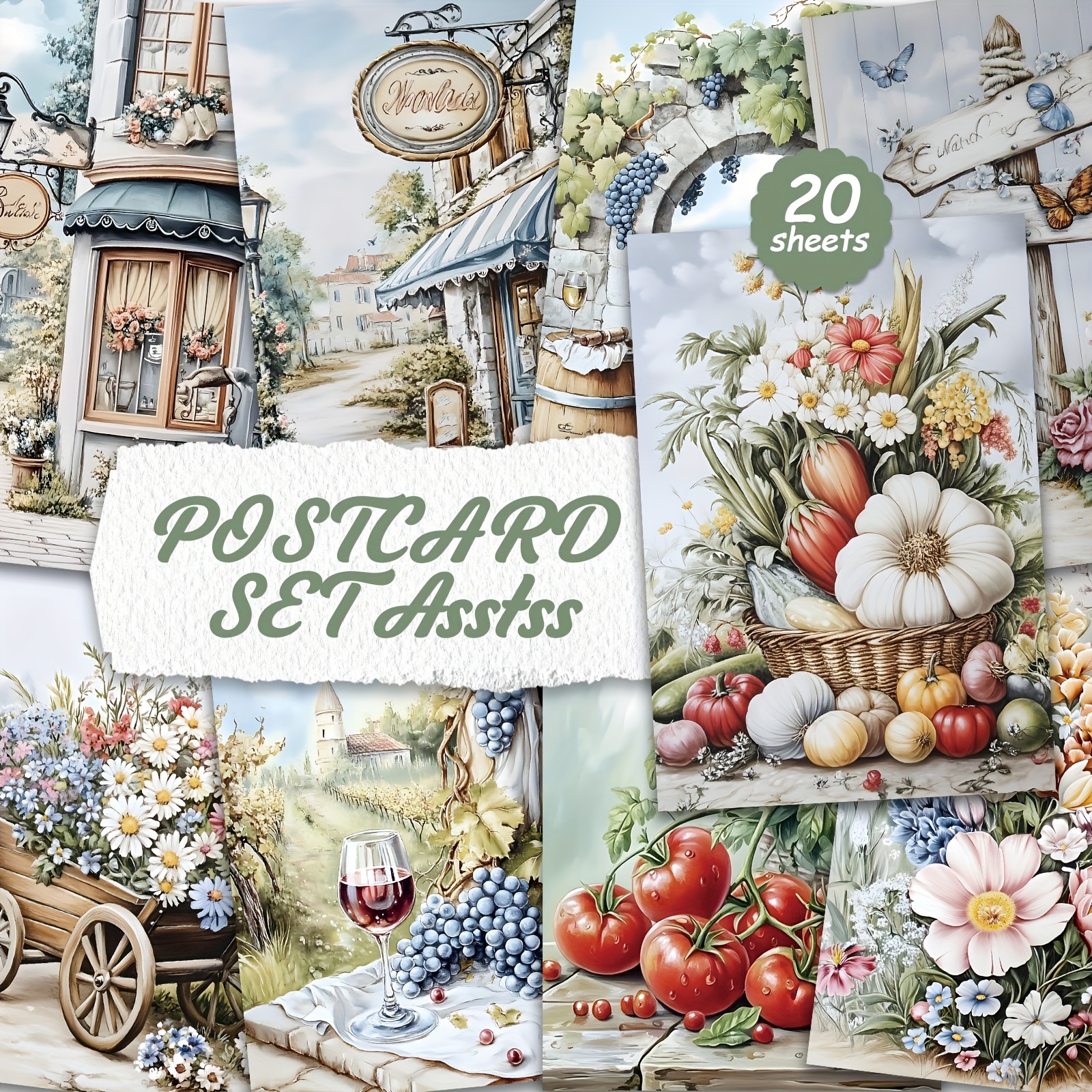 TEMU Set Of 20 White Garden Postcards For Cardboard Writing, Smooth Surfaces, English Scrapbooking, Rubbish Diary, Crafts, Greeting Cards, Holiday