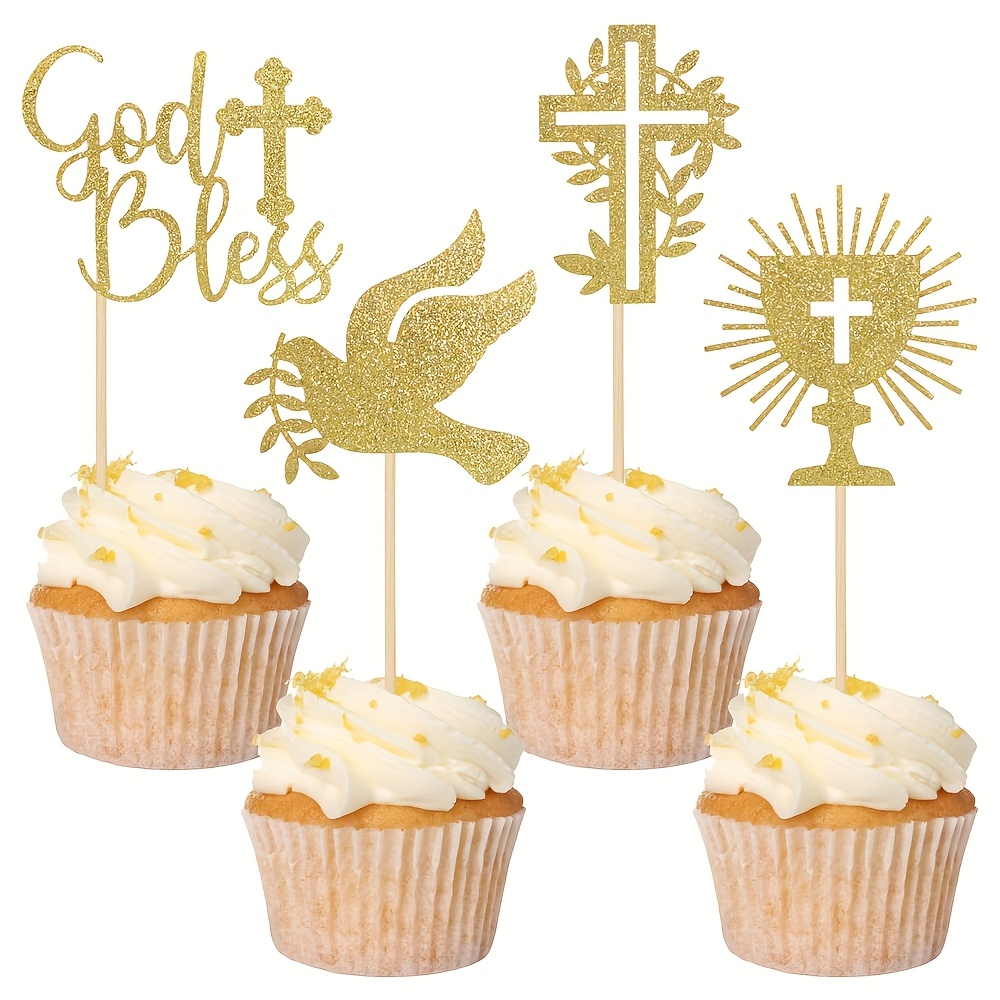Image of 24pcs God Cupcake Toppers Cake Picks For Cake Decoration Supplies For Halloween,christmas Event & Party Supplies Halloween&christmas For Christmas,newyear,valentine,party Events