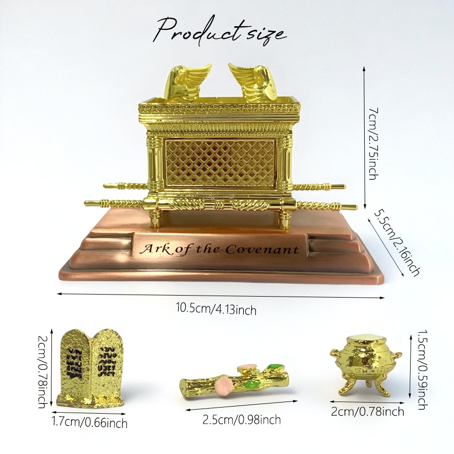 4pcs/set Ark Of The Covenant Plated Themed Outdoor/patio Decor - The Ten , Staff And Plated Copper Stand, Replica; Gift And Holiday Decor For Christmas, Thanksgivin