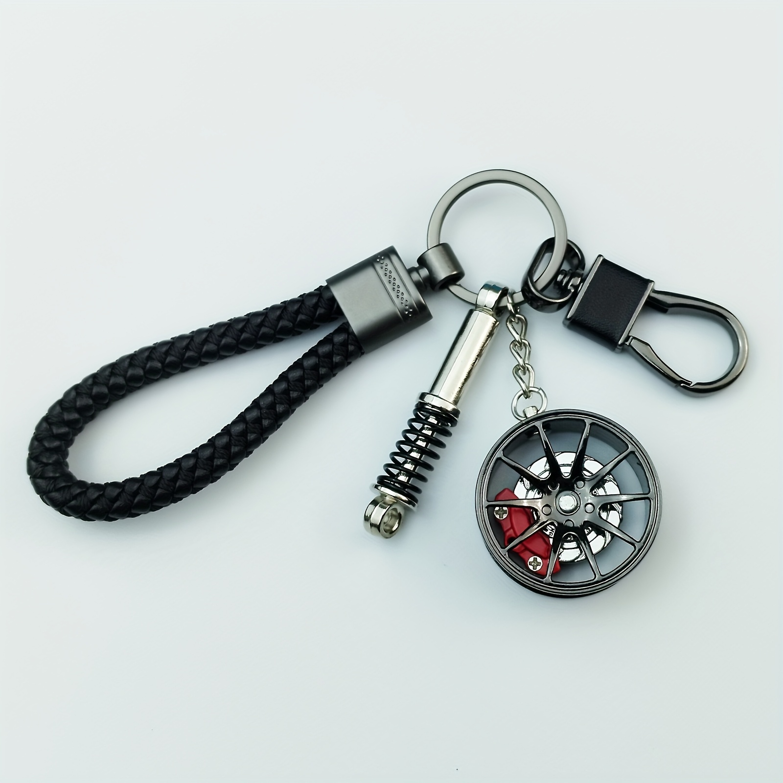 TEMU 【商品名】ティブ 車 ホイールハブ ブレーキ ショックアブソーバー キーホルダー、レザーストラップとレザーバックル付き 車 キーホルダー、自動車改造 キーホルダー、ギフトキーリング