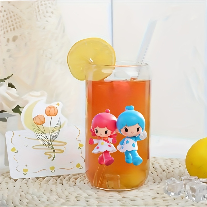 glass cup with lid and straw for   cute glassware set ideal gift for friend child     iced drinking   boba and diy beverage contain 4pcs Product details 2