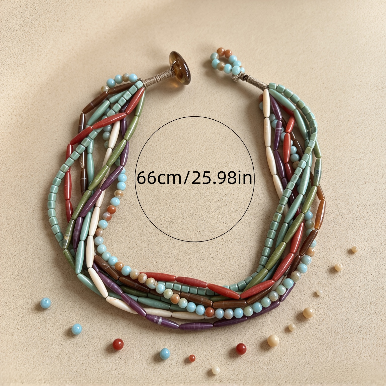 Bohemian Multi-Layer Beaded Necklace with August Birthstone