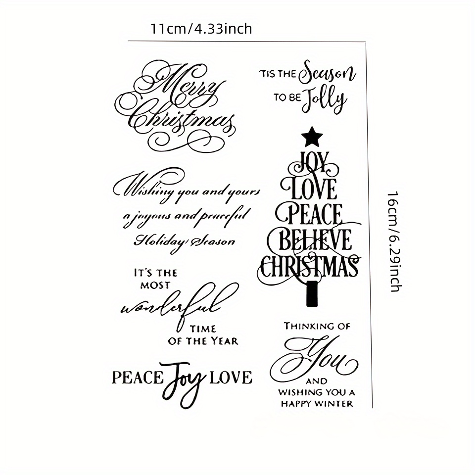1pc Christmas Tree Words Transparent Stamp For Card Making Di Painting Tool Seal Craft