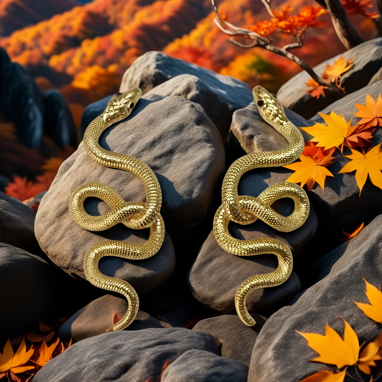 Western Snake Stud Earrings/golden Snake Coiled Individual Ear Jewelry