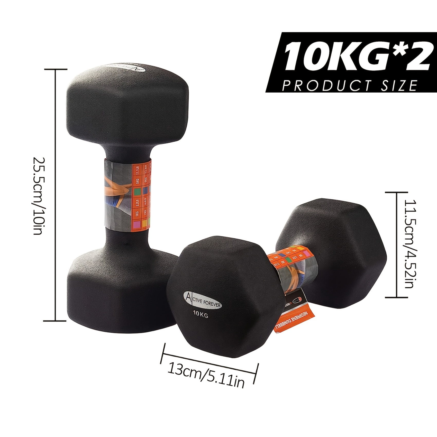 2 Sets of 10 Kg Hexagonal Dumbbells, Portable Handheld Set