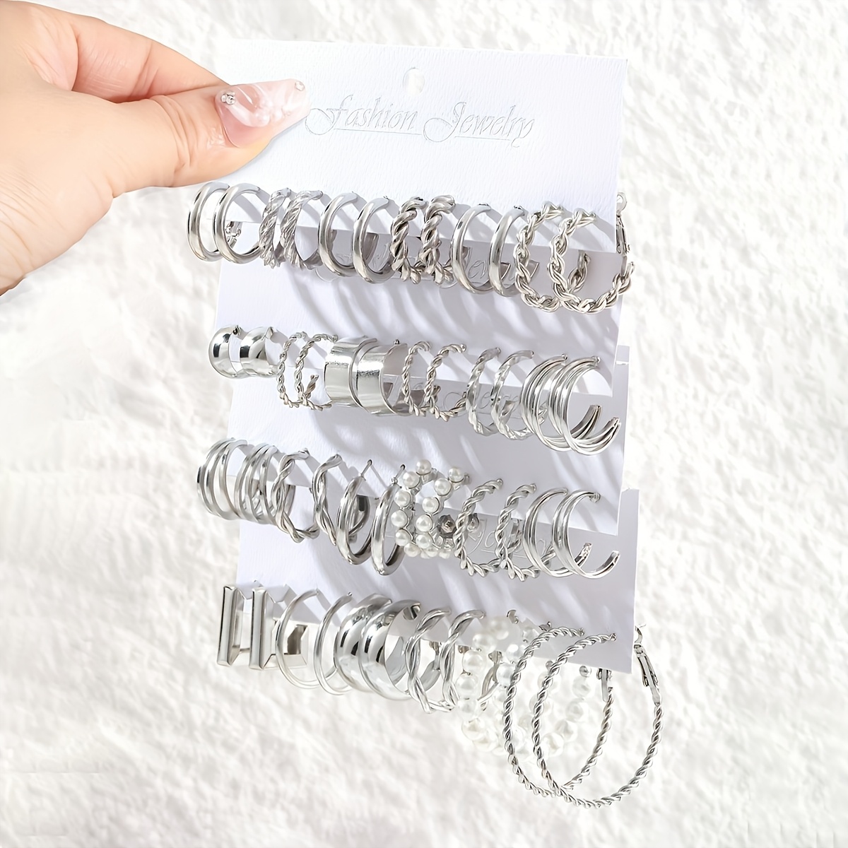 Geometric Square Earrings Set, Large Hoop Earrings