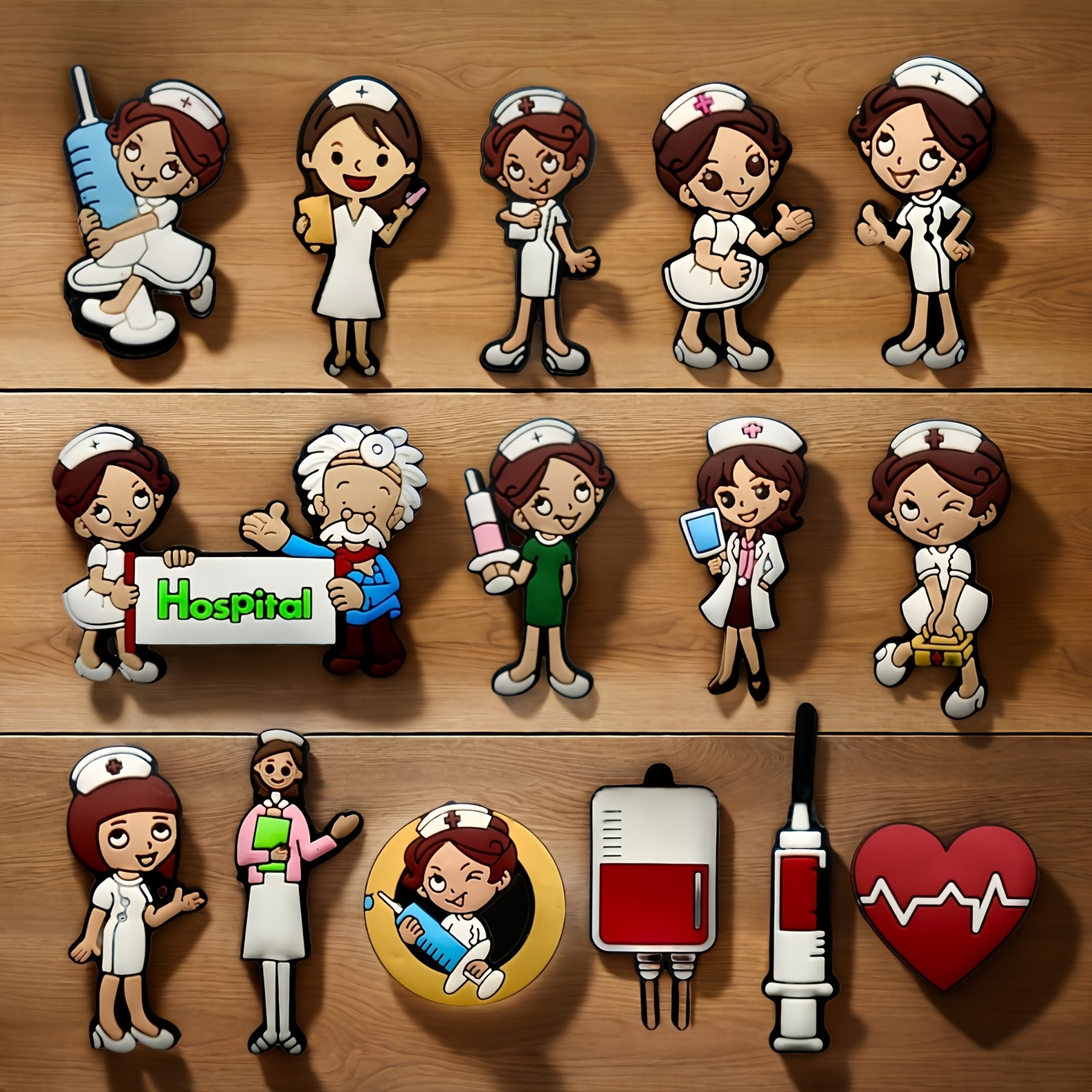 TEMU 15pcs Medical Nurse Series Shoe Charm Set - Pvc, Christmas, Easter, Halloween - Ideal Gifts Medical Accessories | Design | Durable Craft