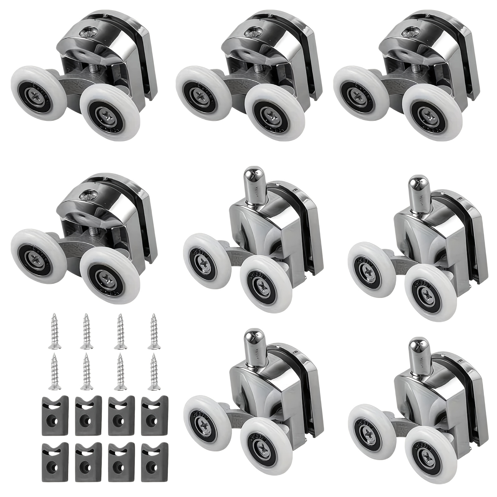 TEMU Curved Shower Door Rollers 23mm Wheels Anti-collision Block And Screws - Double Wheel Replacement Parts, Easy To Move And