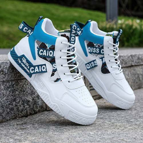 mens stylish high top skate sneakers comfortable non slip lace up casual