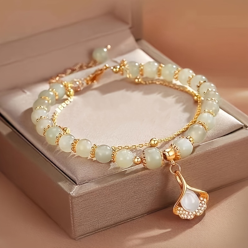 

Elegant Double Layer Ginkgo Leaf Bracelet For Best Friend Girlfriend, Adjustable Anniversary/birthday Jewelry Gift