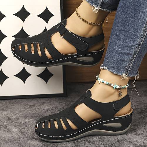 womens wedge heel sandals closed toe womens summer casual fashion versatile sandals women shoes