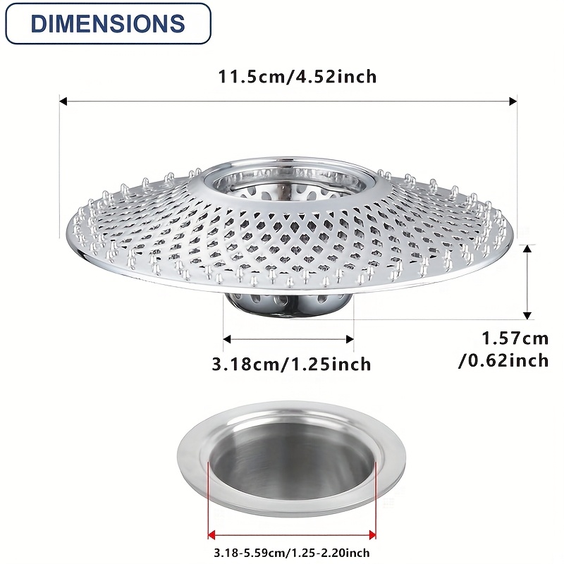 TEMU 1pc Bathtub Hair Filter Anti-clogging Drain Cover Easy Clean Durable Suitable For Bathroom Quick Drainage