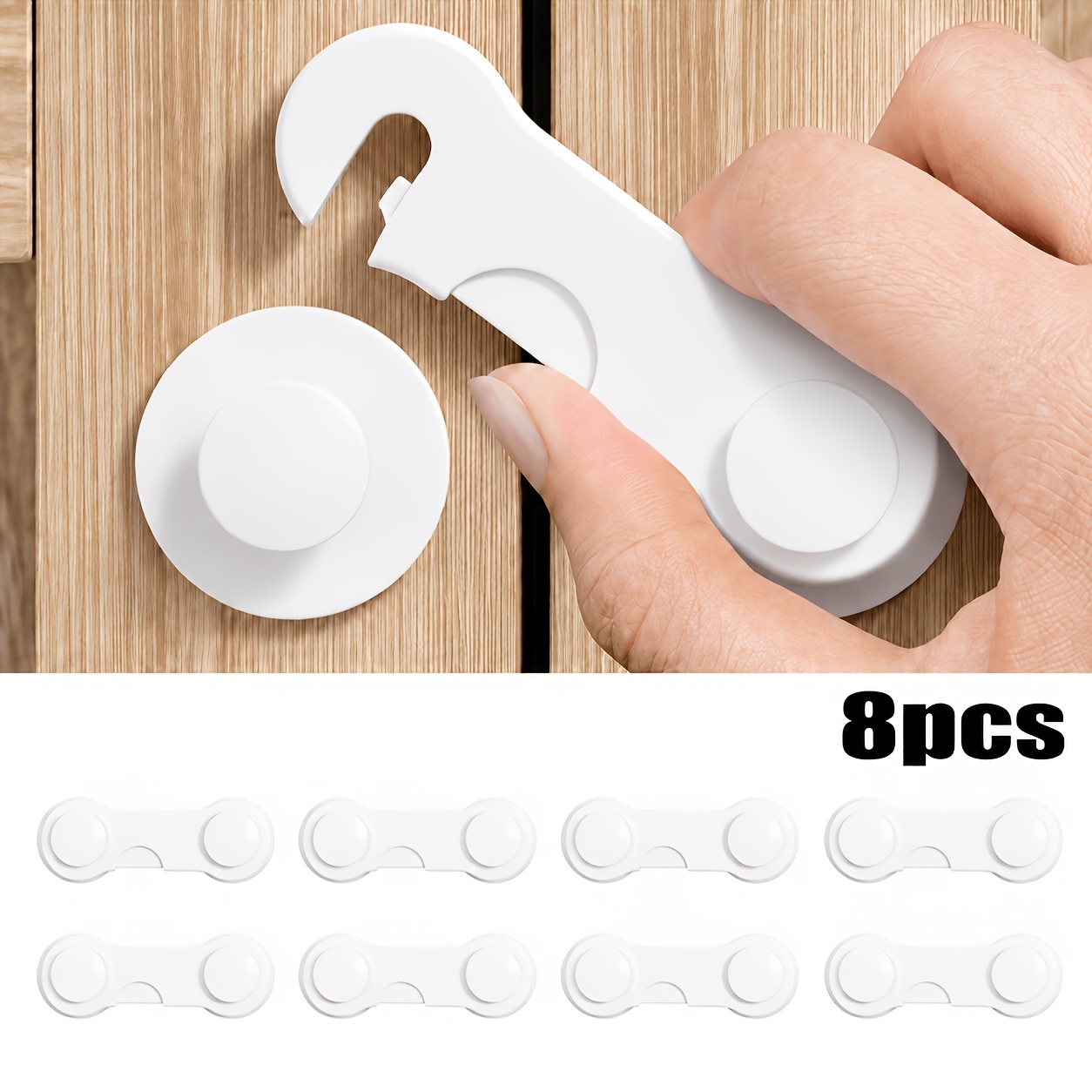 TEMU 8-pack 360° Rotating Cabinet Door Catch, No-drill Self-adhesive Cabinet Door Lock, Suitable For Cabinets, Wardrobes, Drawers, Refrigerators,