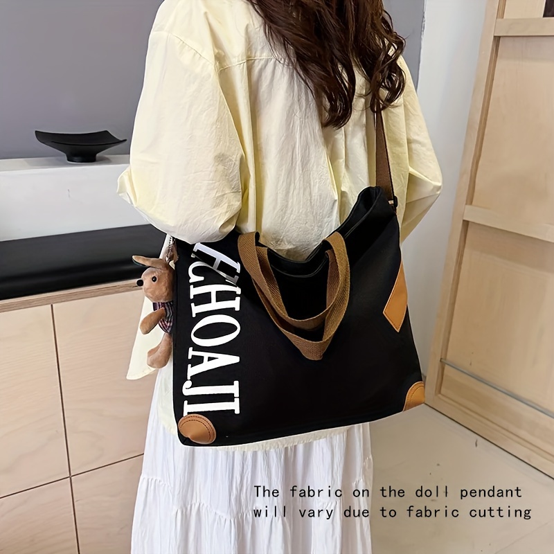 

Casual Large Capacity Canvas Single Shoulder Handbag, Simple Tote Bag For Men's & Women's Commute Fitness Outdoor Activities