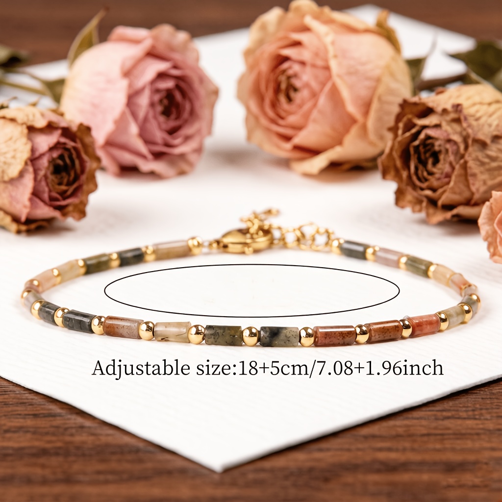 TEMU 1 bracciale ultra minimalista a tubo in con perline distanziatrici dorate, di , accessorio unisex impilabile unico, per l'uso speciali,