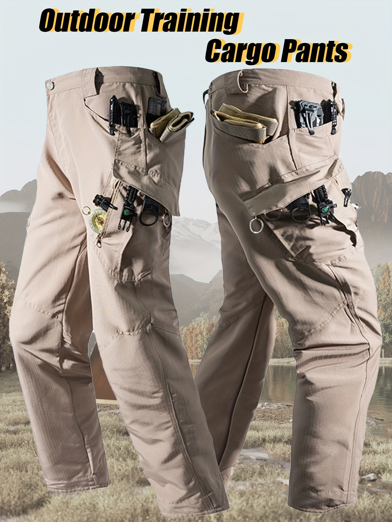Pantaloni Cargo Da Lavoro Uomo, Misto Cotone, Multitasche, Per Trekking, Campeggio E Outdoor, Antivento E Traspiranti, Chiusura Con Zip