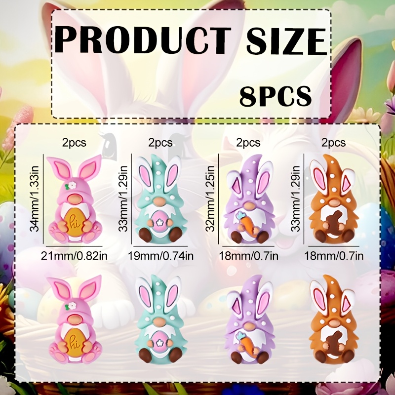 8pcs Cute 3d Easter Silicone Beads - Silicone Beads, Carrot, , Bunny , For Jewelry Making, Perfect For S, Lanyards, Bead Pen Additions