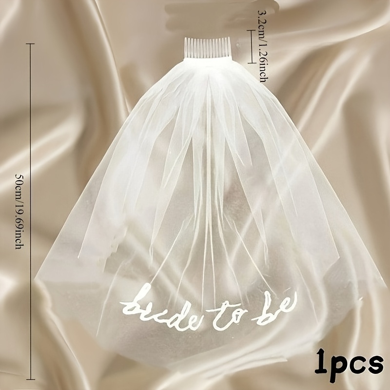 TEMU 1pc 1pcs Double-layer Veil Headpiece Suitable For Brides-to-be, Wedding Veil With Garland, Bridal Shower Accessory, Bachelorette Party Outfit,