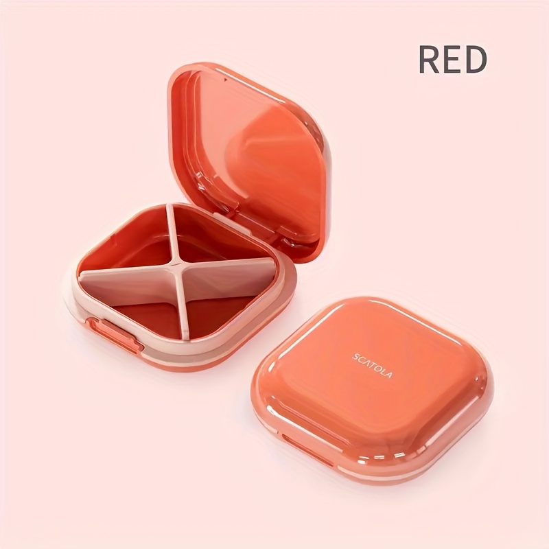 Compact Travel Pill Organizer with 4 Compartments, Portable Medicine Holder
