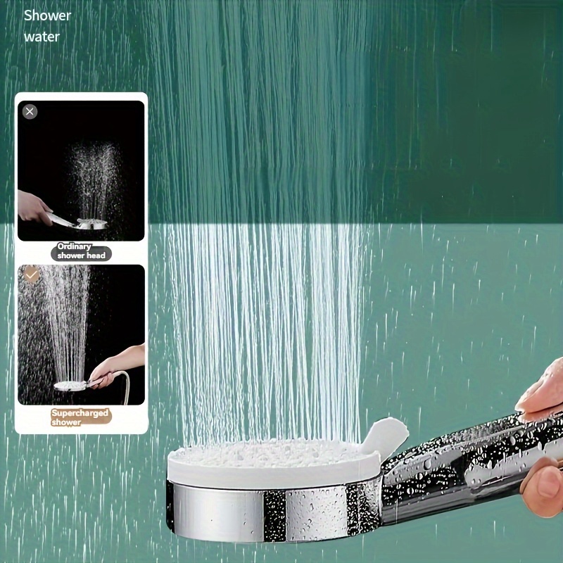 Silvery 5-Speed Multifunctional Shower Booster Showerhead