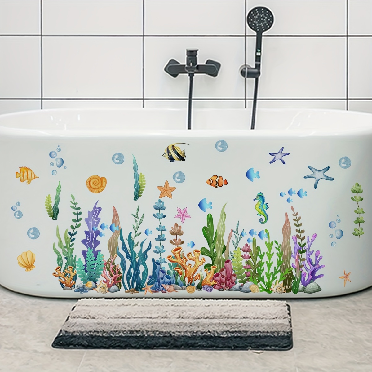 

[customer ] Ocean Bathtub Decal - Self-adhesive & Algae Wall Sticker For Bathroom Decor, Must-have Summer Accessory (ms7589)