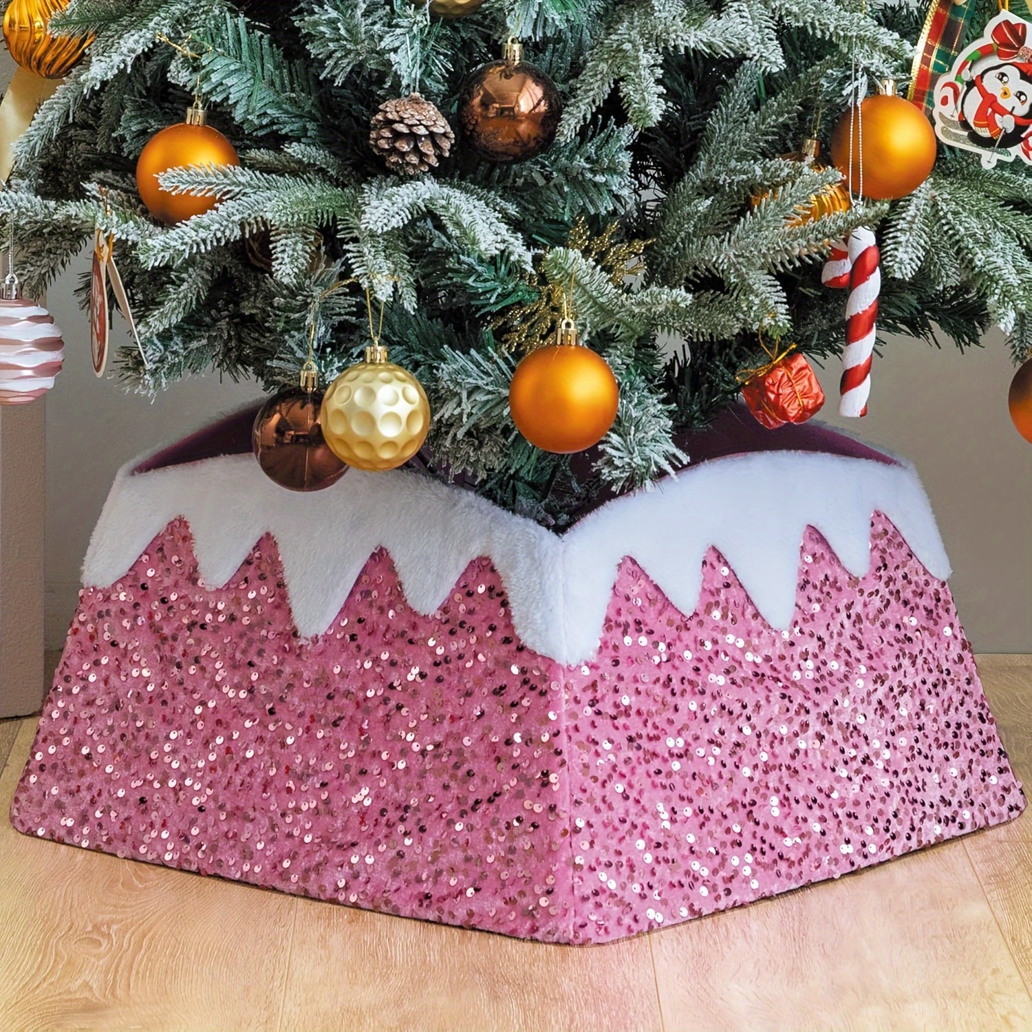 

Christmas Tree Collar, 24 Inch And Sequin Box Collar, Holiday Christmas Home Decor For Decorations