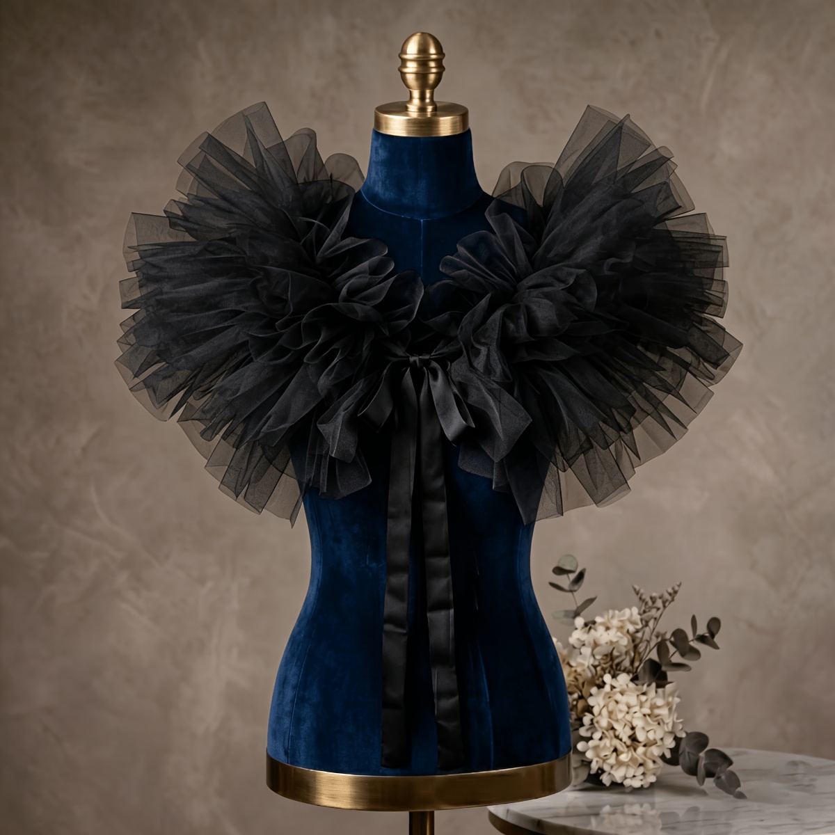 TEMU Women's Elegant Multi-layered Tulle Shawl Wedding Shawl, Ribbon Design With Bow Tie, Fluffy Tulle Shawl. Suitable For Dresses, Evening Party
