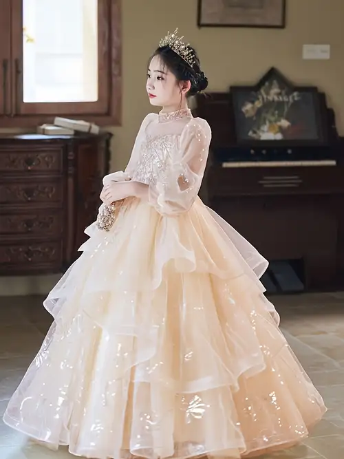 Children's Princess Dress Dress Long-sleeved Autumn Children's Clothing * * Performance Dress Girl's Fluffy Gauze Skirt Girls' Birthday Dress Children's Princess Dress Dress Long-sleeved Autumn Children's Clothing * * Performance Dress Girl's Fluffy Gauze Skirt Girls' Birthday Dress