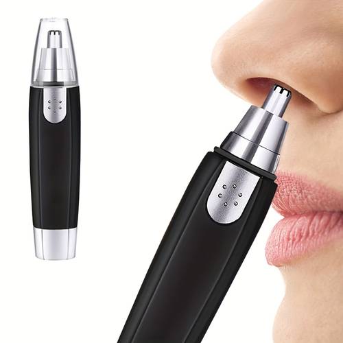 1pc Painless Electric Nose Hair Trimmer for Men Portable Battery Powered Facial Grooming Tool with Ear Hair Trimmer Function