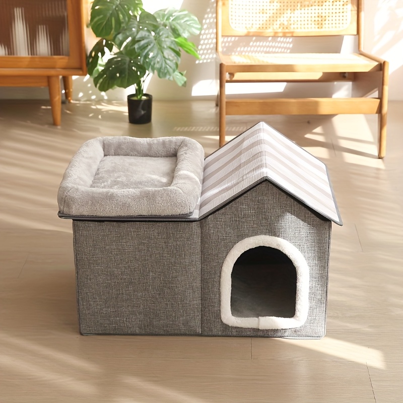 cat bed   universal pet house comfortable sleep cat villa foldable portable cat cottage Product details 1