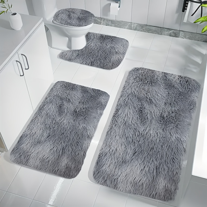 4pcs Bath Mat Set - Soft, Absorbent, Non-slip, Thick, Machine Washable, Rectangular Bathroom Rug Set
