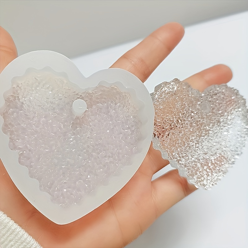 

1pc, Heart-shaped Hanging Mirror Glue Diamond Hanging Pendant Silica Gel Decorative Mold