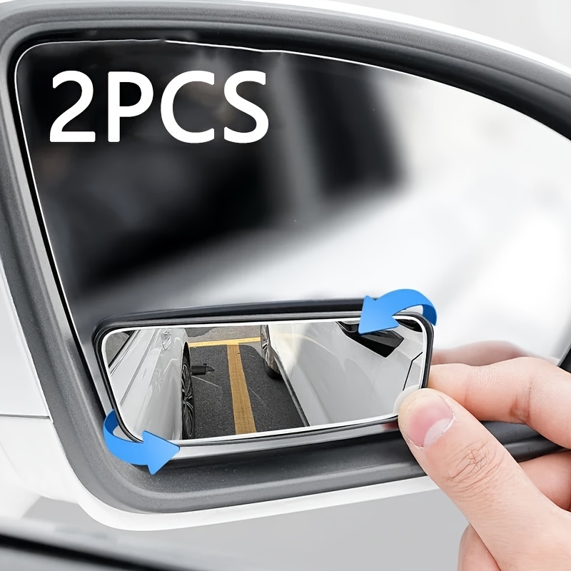 

2pcs Universal Fit Blind Spot Mirrors, Adjustable Wide Angle Side Rear View Mirror, Flat Glass Oblong Auxiliary Mirrors For Vehicle Left Side Safety