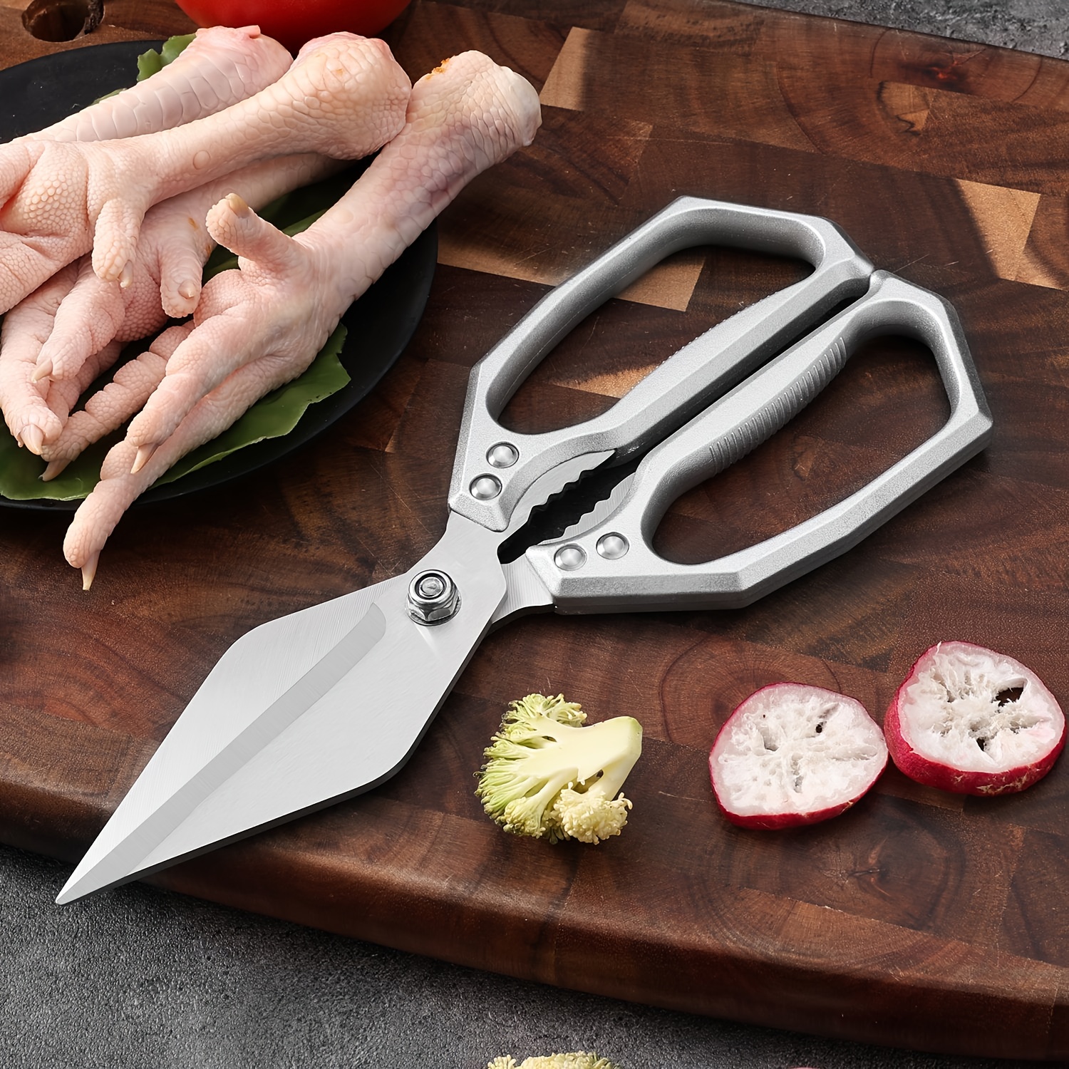 heavy duty stainless steel kitchen shears multi functional poultry fish scissors for chicken duck and fish ideal for cooking baking and meal prep design in silvery golden or red kitchen shears ergonomic handle durable kitchen tool kitchen shears Product details 4