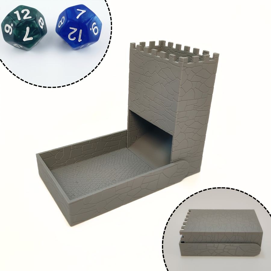 Collapsible Dice Tower Shaped Like a Castle Wall
