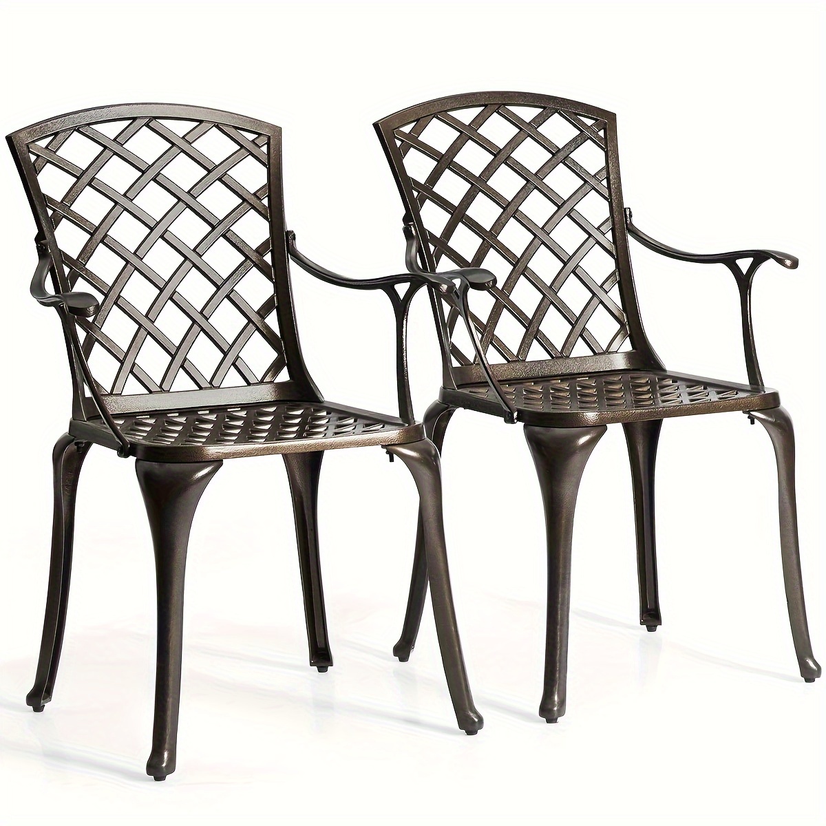 

Costway 2pcs/set Outdoor Cast Aluminum Arm Dining Chairs, Patio Bistro Chairs