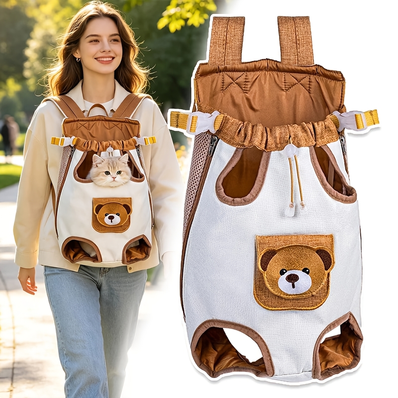 Portable Pet Backpack for Dogs and Cats, Cute Bear Style