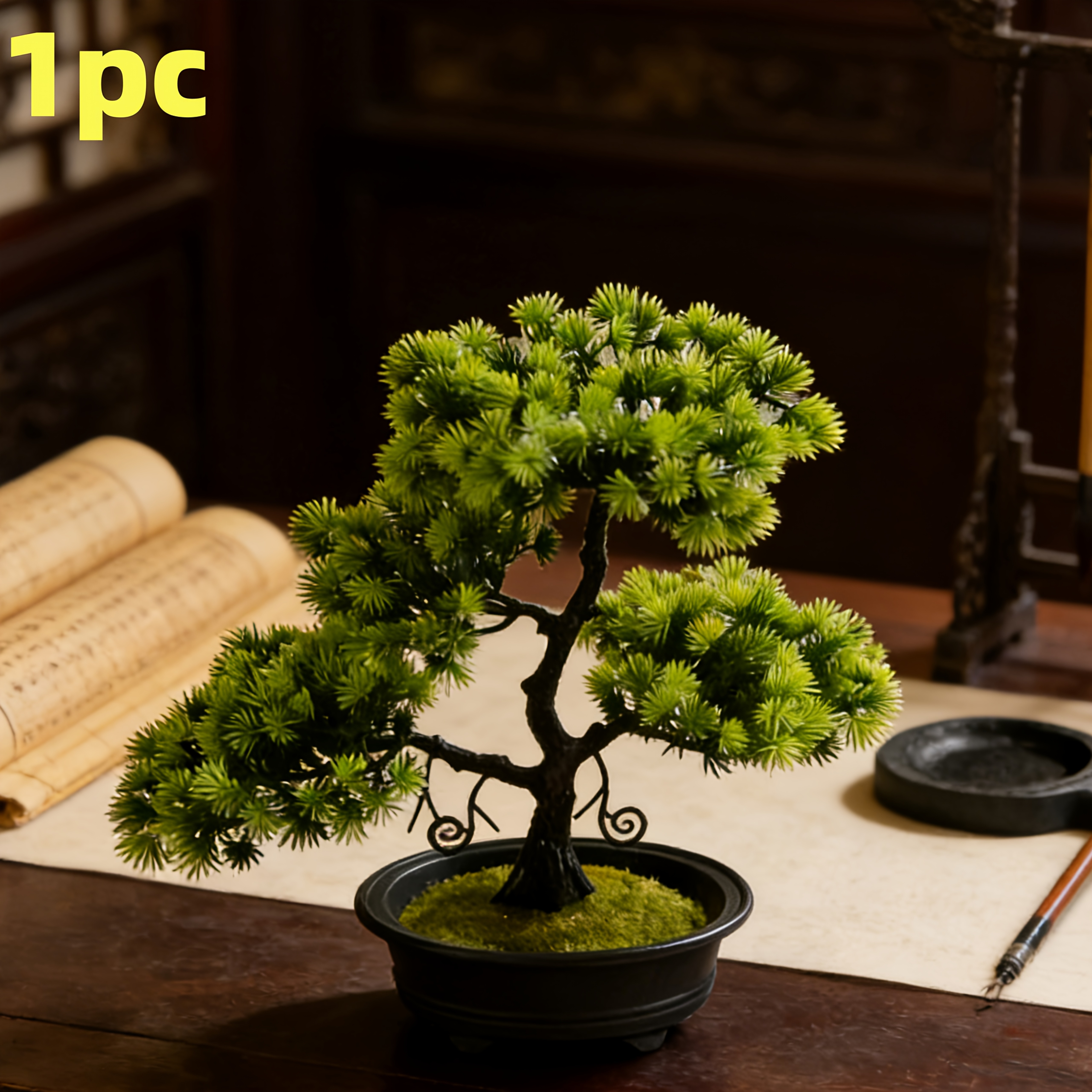 Image of 1pc Realistic Fake Pine Tree Potted Plant Suitable For Indoor/outdoor Decor - Low-maintenance Plastic Foliage For Home Decoration, Parties, Holidays, Weddings & Events - Artificial Plant